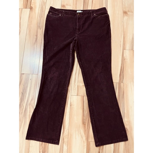 LL Bean Women's Everyday Corduroy Pants High Rise Boot Cut Mahogany Size 18 - Picture 1 of 11